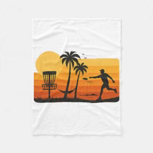Disc Golf Tropical Sunset Palm Trees Beach Graphic Fleece Blanket