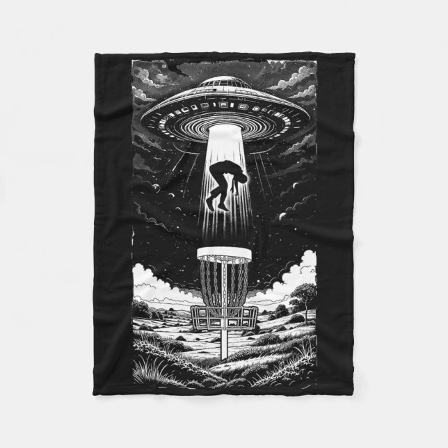 Disc Golf Ufo Funny Flying Saucer Alien Abduction  Fleece Blanket (Front)