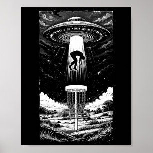 Disc Golf Ufo Funny Flying Saucer Alien Abduction  Poster