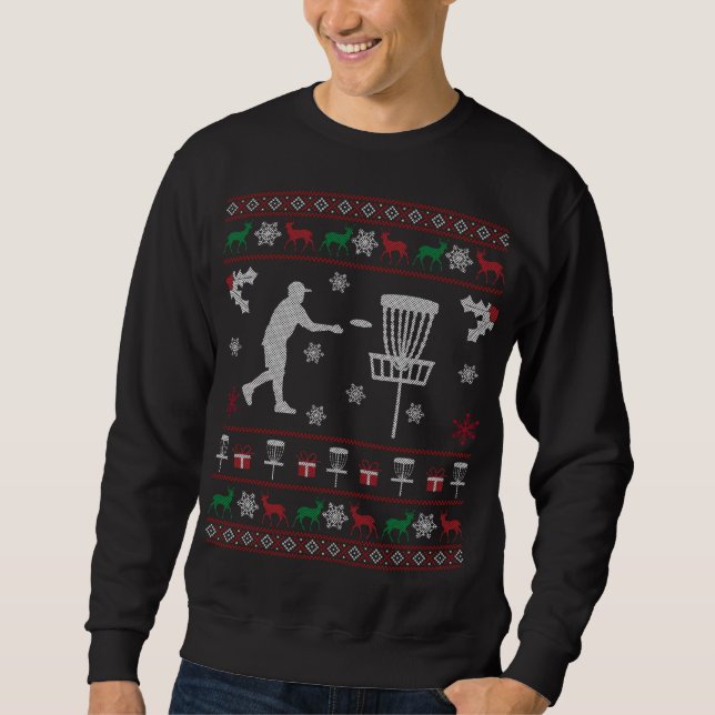 Disc Golf Ugly Christmas Sweater Gift for Disc Gol (Front)