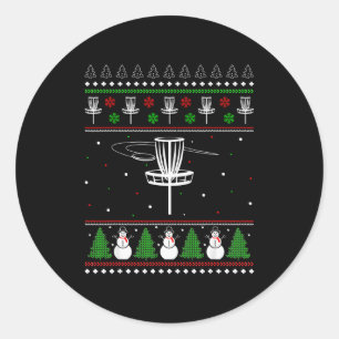 Disc Golf Ugly Christmas Sweater Pajama For Men Wo Classic Round Sticker