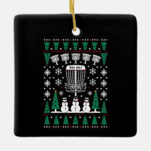 Disc Golf Ugly Christmas Sweater Pajama Gifts Ceramic Ornament