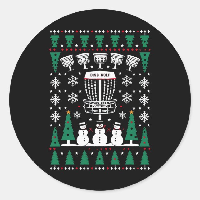 Disc Golf Ugly Christmas Sweater Pajama Gifts Classic Round Sticker (Front)
