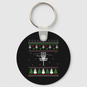 Disc Golf Ugly Christmas Sweater Pajama Gifts For Key Ring