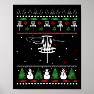 Disc Golf Ugly Christmas Sweater Pajama Gifts For Poster