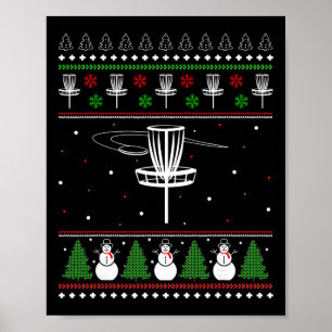 Disc Golf Ugly Christmas Sweater Pajama Gifts For Poster