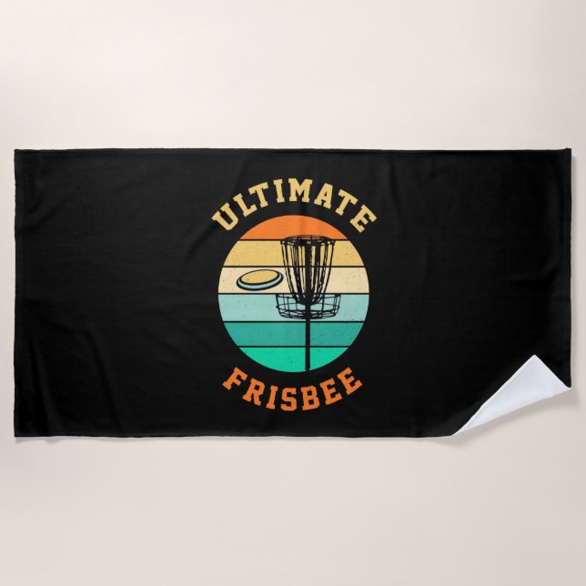Disc Golf Ultimate Frisbee Beach Towel (Front)