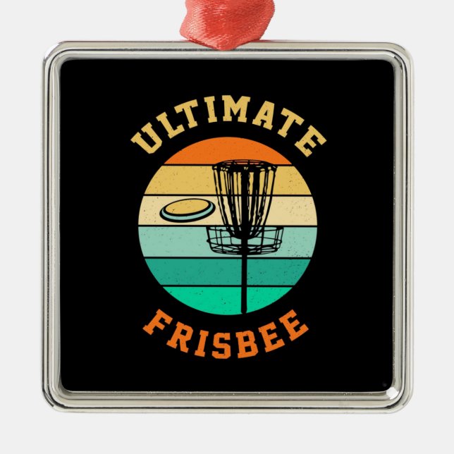 Disc Golf Ultimate Frisbee Metal Ornament (Front)