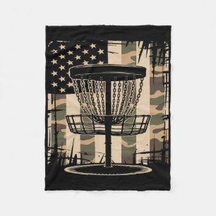 Disc Golf Usa Camo Flag - Patriotic Frolf Player _ Fleece Blanket