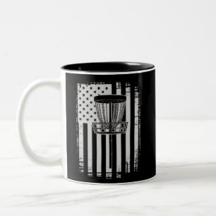 Disc Golf USA Flag Golfer Golfing Sport Lover Two-Tone Coffee Mug