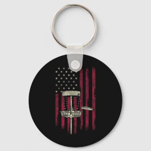 Disc Golf Vintage American Flag 4th Of July Tee Gi Key Ring