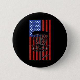 Disc Golf Vintage Distressed American Flag 4th Of  6 Cm Round Badge