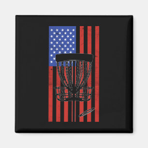 Disc Golf Vintage Distressed American Flag 4th Of Magnet