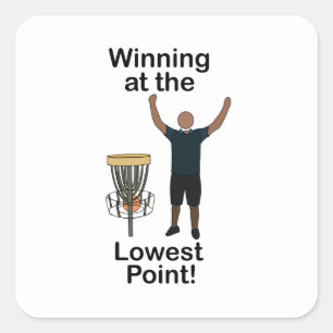 Disc Golf Winning At Lowest Point Golfer Birthday Square Sticker