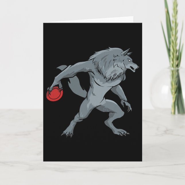 Disc Golf Wolf - Frolf Frisbee Golf  Card (Front)