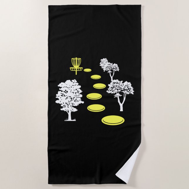 Disc Golf Woods Disc Golfer Gift Beach Towel (Front)
