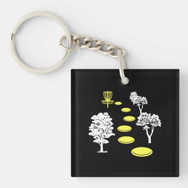 Disc Golf Woods Disc Golfer Gift Key Ring (Front)