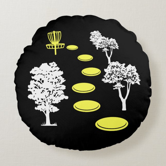 Disc Golf Woods Disc Golfer Gift Round Cushion (Front)