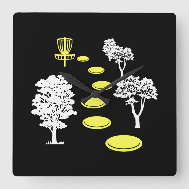 Disc Golf Woods Disc Golfer Gift Square Wall Clock (Front)