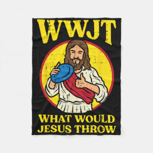Disc Golf Wwjt What Would Jesus Throw Frisbee Men Fleece Blanket