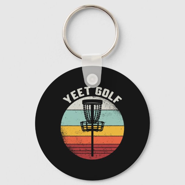 Disc Golf Yeet Golf Sket Frisbee Frolf Retro Disc  Key Ring (Front)