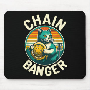 Disc Golfer Cat Chain Banger Disc Golf Player  Mouse Pad