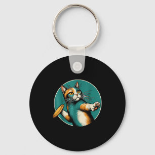 Disc Golfer Cat Disc Golf Player Funny Halloween C Key Ring