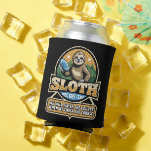Disc Golfer Funny Sloth Disc Golf Player Golfer Can Cooler