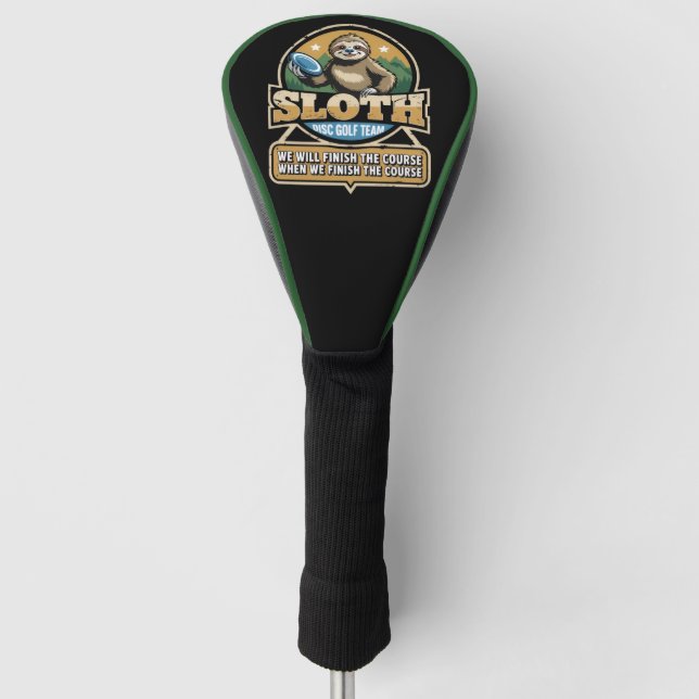 Disc Golfer Funny Sloth Disc Golf Player Golfer Head Cover (Front)