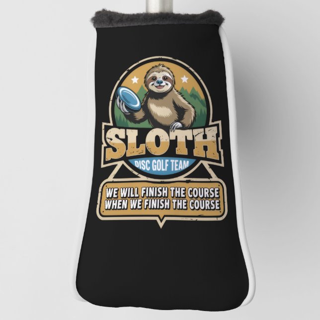 Disc Golfer Funny Sloth Disc Golf Player Golfer Head Cover (Rotate 90)