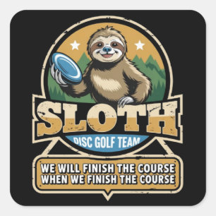 Disc Golfer Funny Sloth Disc Golf Player Golfer Square Sticker