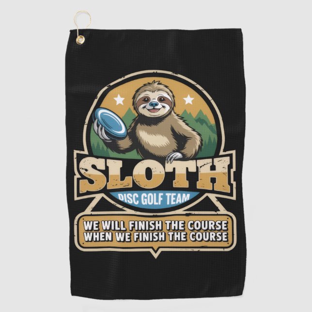 Disc Golfer Funny Sloth Disc Golf Player Golfer Towel (Front)