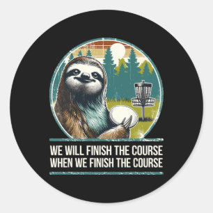 Disc Golfer I Sloth Disc Golf Player Classic Round Sticker