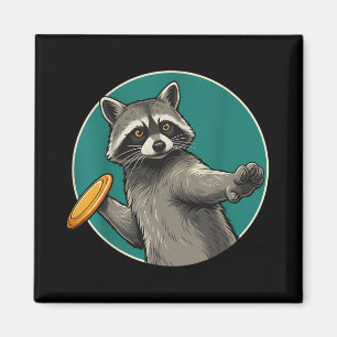 Disc Golfer Racoon Disc Golf Player Animal Sports Magnet