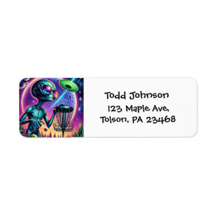 Disc Golfing Alien   Return Address Label