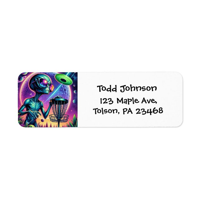 Disc Golfing Alien   Return Address Label (Front)