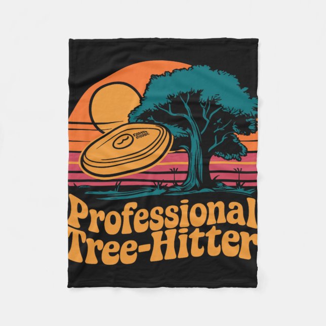 Disc Golfing Disc, Professional Tree-hitter, Retro Fleece Blanket (Front)