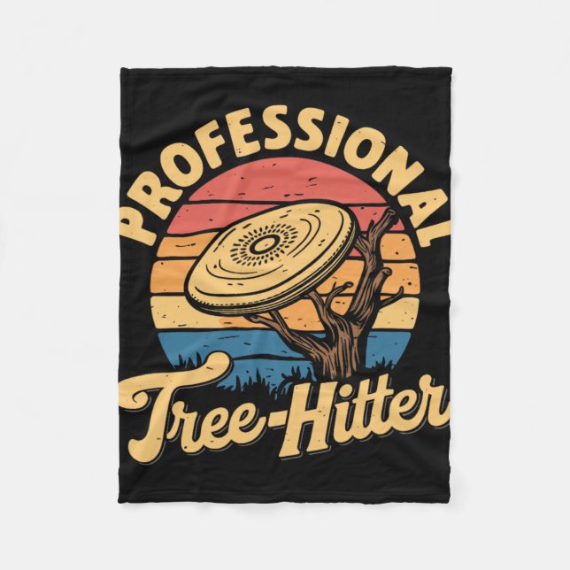 Disc Golfing Disc, Professional Tree-hitter, Retro Fleece Blanket (Front)