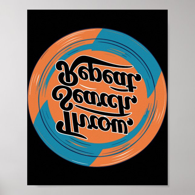 Disc Golfing Disc, Throw Search Repeat, Retro Disc Poster (Front)