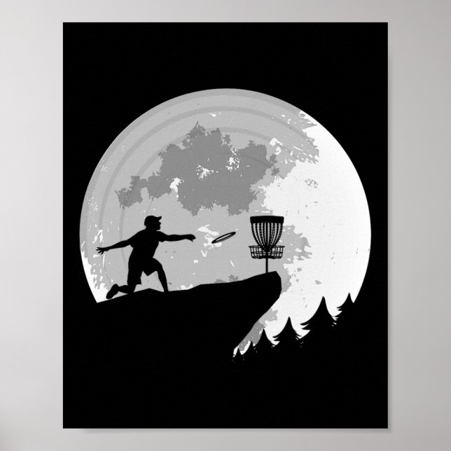 Disc Golfing Funny Full Moon Disc Golf Men  Poster (Front)