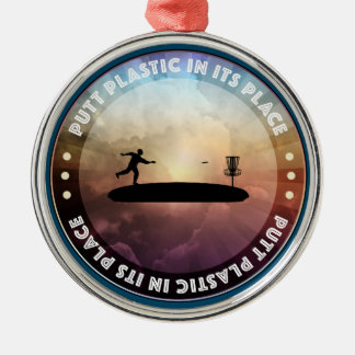 Disc Golfing Metal Ornament