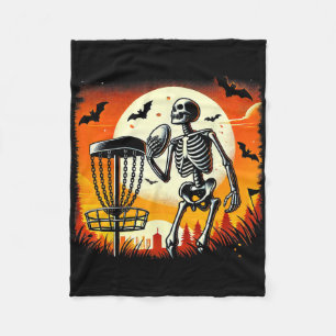 Disc Golfing Skeleton Halloween Disc Golf For Squa Fleece Blanket