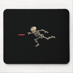 Disc Golfing Skeleton Halloween Men Disc Golf Hall Mouse Pad
