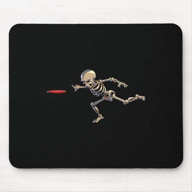 Disc Golfing Skeleton Halloween Men Disc Golf Hall Mouse Pad (Front)
