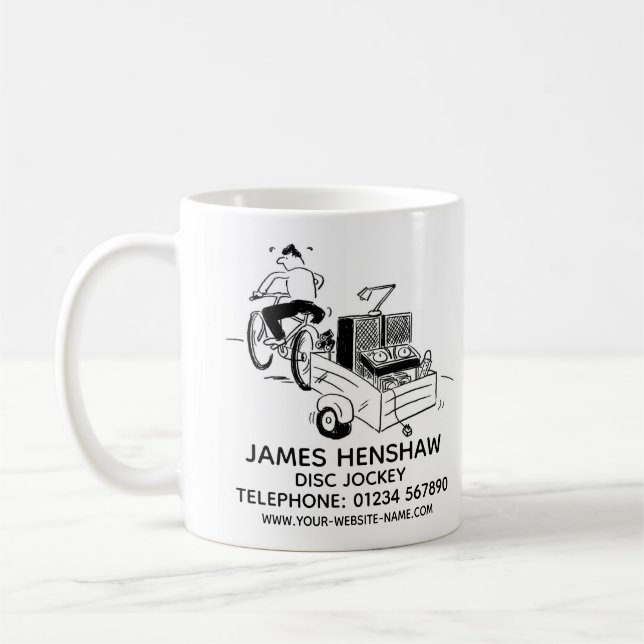 Disc Jockey Entertainment Services Promotional Coffee Mug (Left)