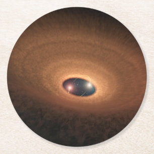 Disc Of Dusty Material Leftover From Star Forming Round Paper Coaster