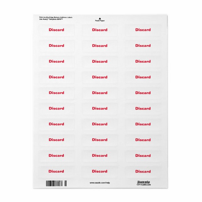 Discard Labels (Full Sheet)