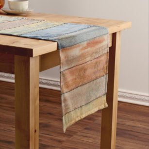 Discarded Stack Of Desk Boards Watercolor Long Table Runner