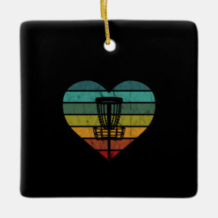 DiscGolf - Retro Vintage Target Basket Ceramic Ornament