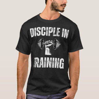 Disciple In Training Dumbbell Christian Workout Gy T-Shirt